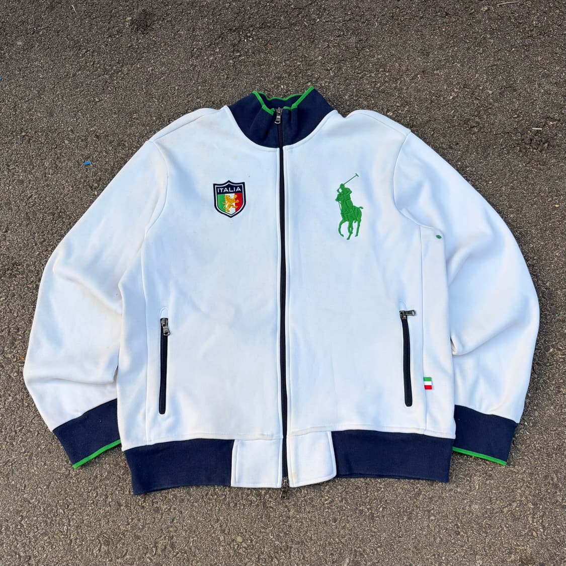 극희귀 폴로 빅포니 이탈리아 화이트 집업 져지 L 상품이미지3
