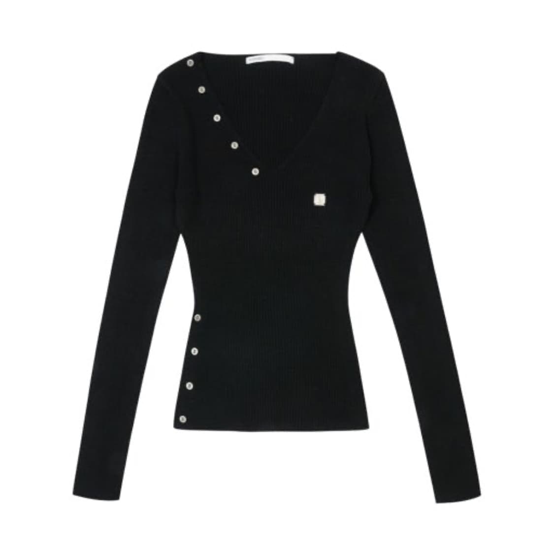 보헤미안서울 버튼 슬릿 니트 블랙 상품이미지1