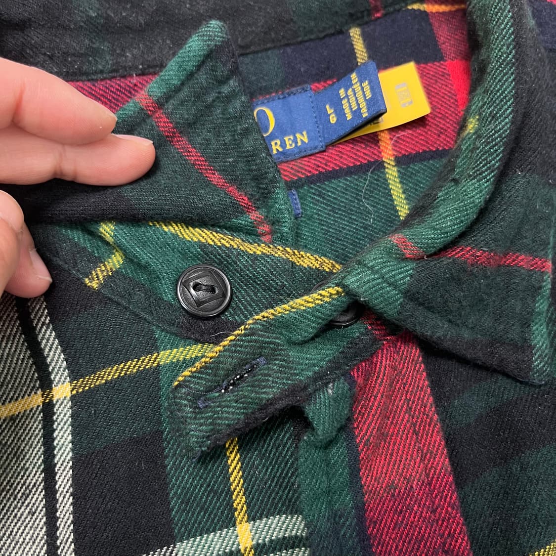 100 폴로 랄프로렌 신형라벨 패치워크 울 체크 셔츠 상품이미지5