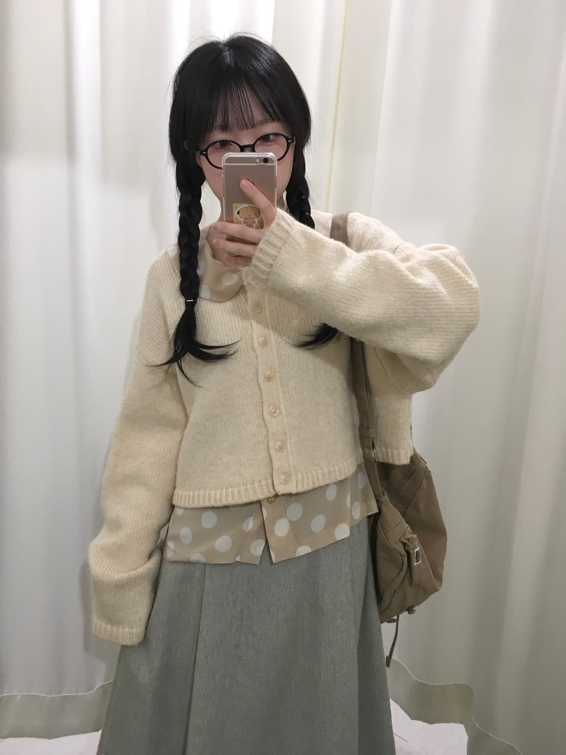 둥카라 도트 블라우스 + 버터 가디건 상품이미지6