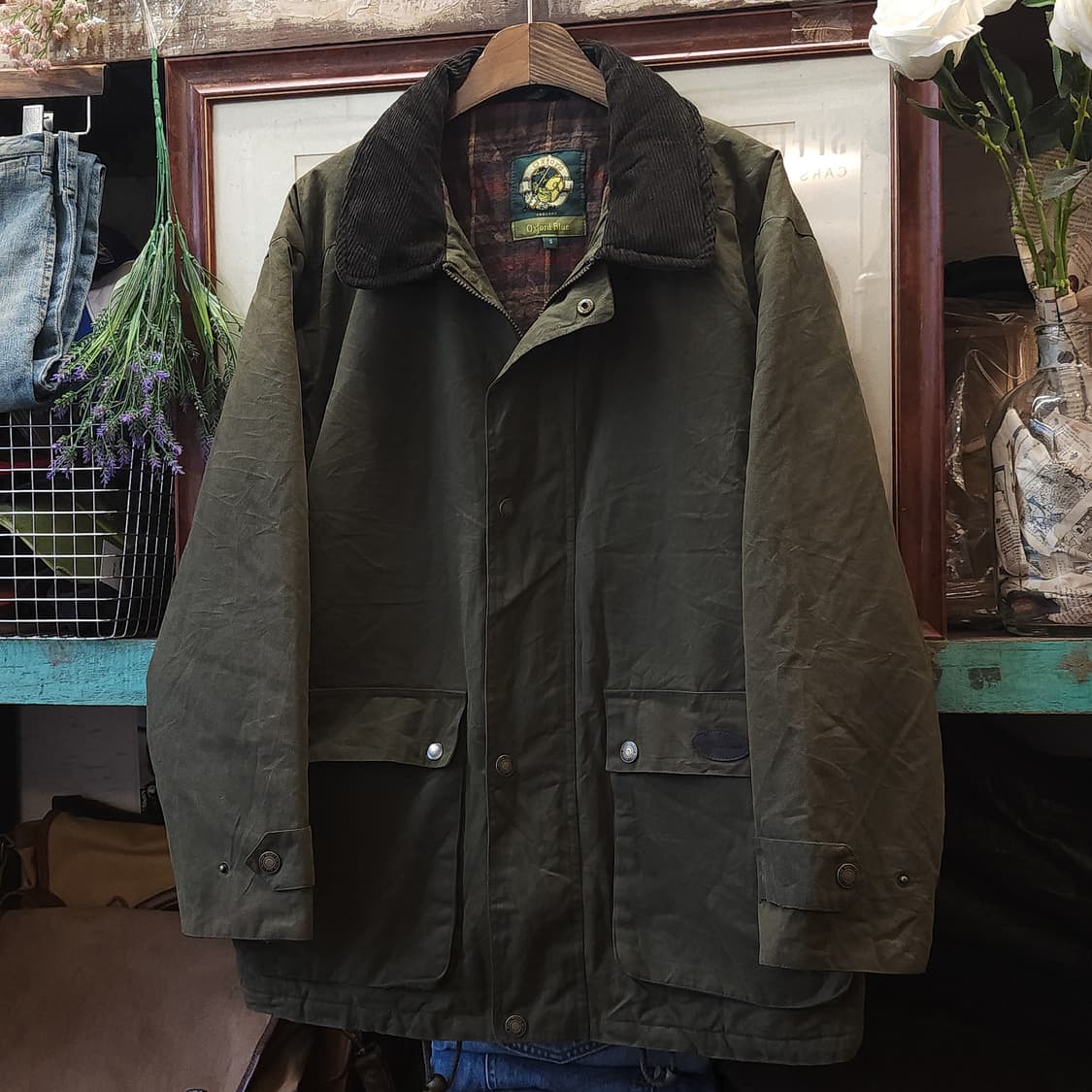 90s 잉글랜드 컨트리 올리브 그린 왁스자켓 헌팅자켓 파카 s 상품이미지2