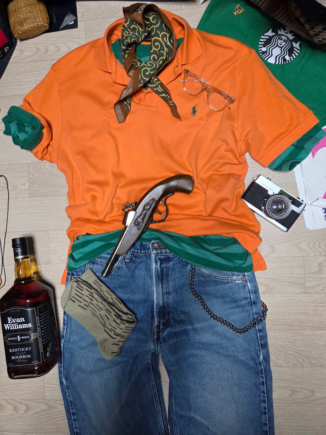 POLO RALPH LAUREN 반팔 카라티 티셔츠 주황 그린 상품이미지4