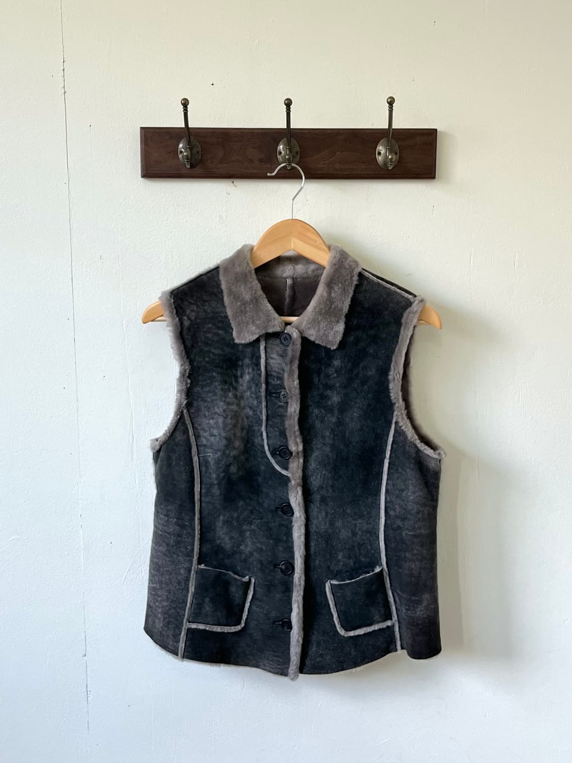 ville d’azur 스웨이드 퍼 베스트 상품이미지1