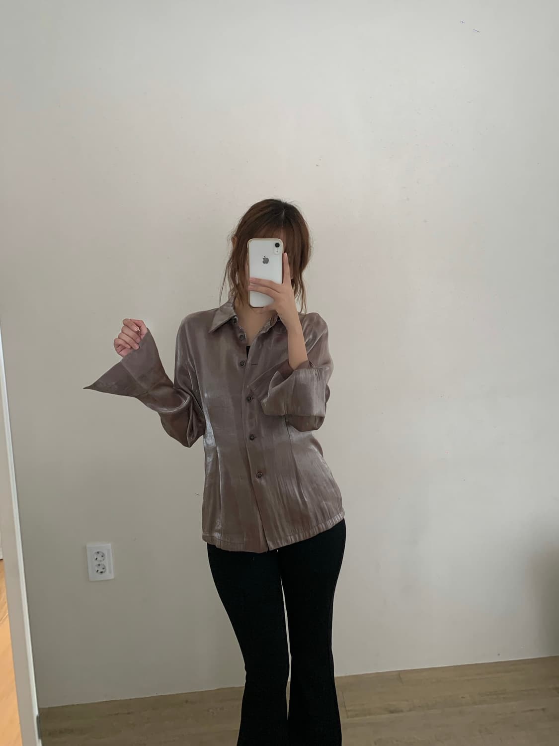 빈티지 락시크 코코아 실키 블라우스 셔츠  상품이미지3