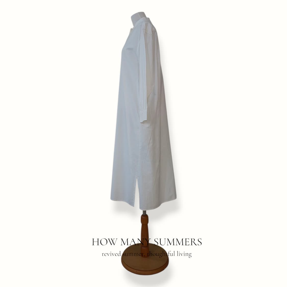 무인양품 셔츠 롱 원피스 화이트 면 밴드카라 (XS-S) 상품이미지2