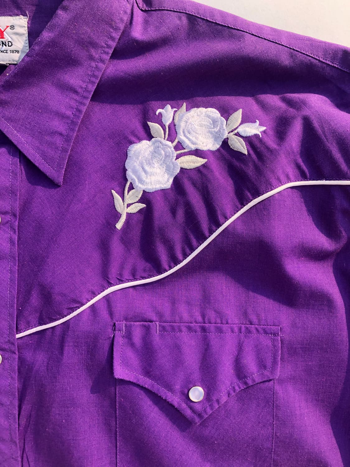 빈티지 보라색 플로럴 자수 웨스턴 셔츠 상품이미지6