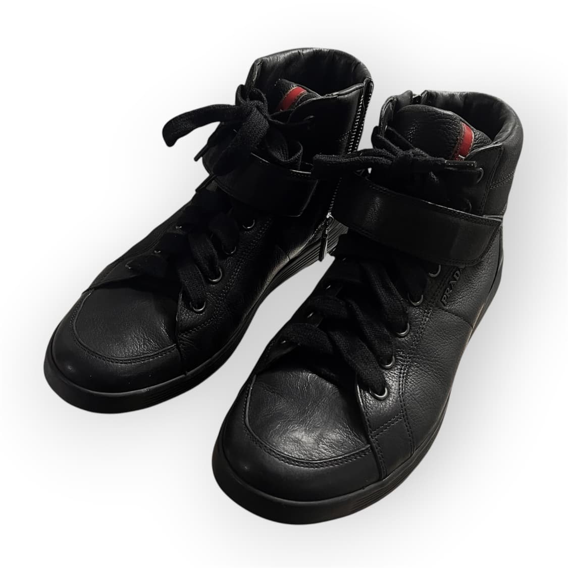 [270] 프라다 블랙 레더 하이탑 스니커즈 상품이미지2
