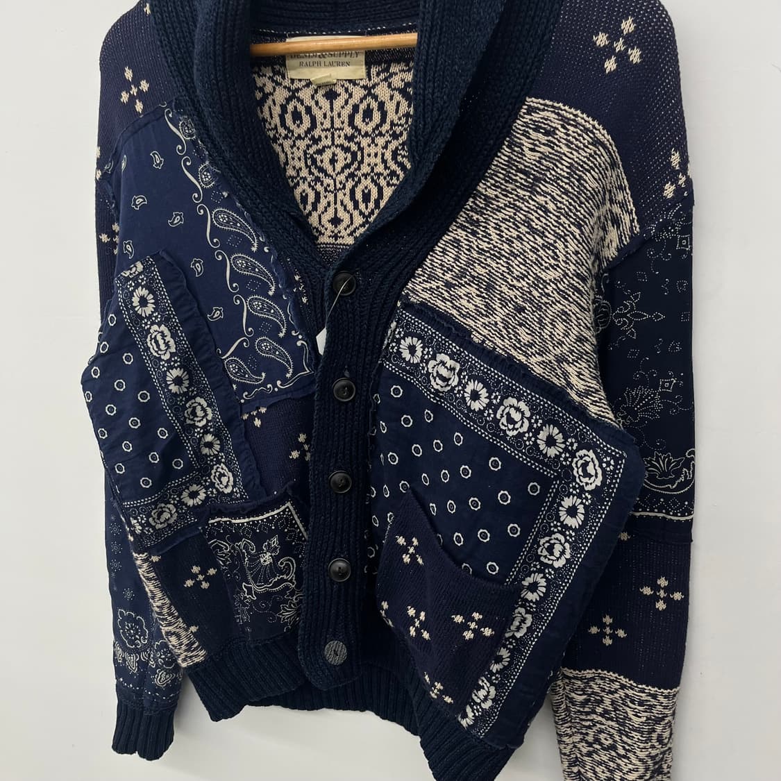 폴로 데님앤서플라이 패치워크 가디건 네이비 남/S 상품이미지3