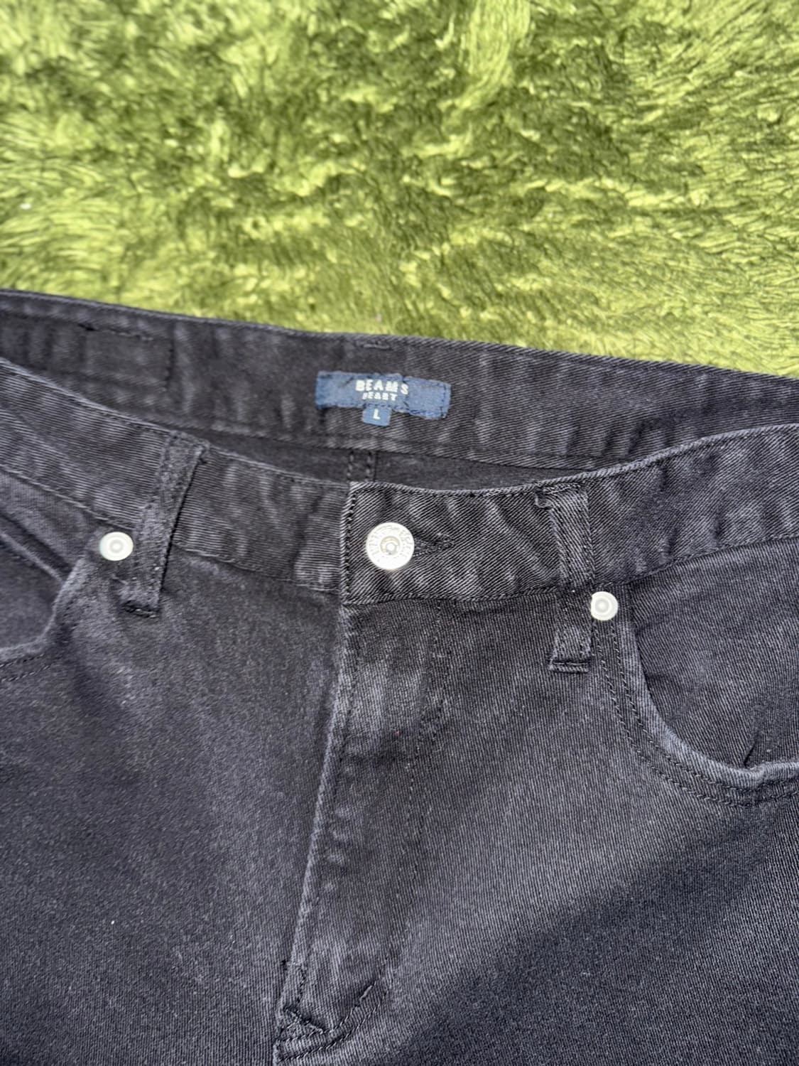 [L] Beams 빔즈 하트 재팬 워싱 코튼 팬츠 블랙 상품이미지3