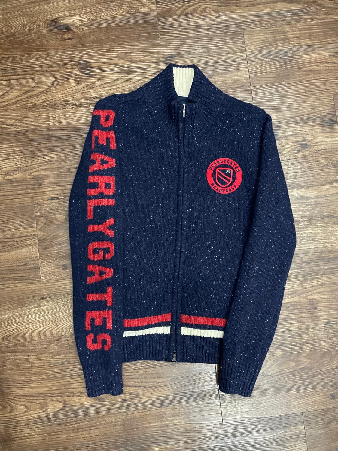 파리게이츠 골프웨어 방풍 셔틀랜드 울 니트 집업 자켓 네이비 상품이미지3