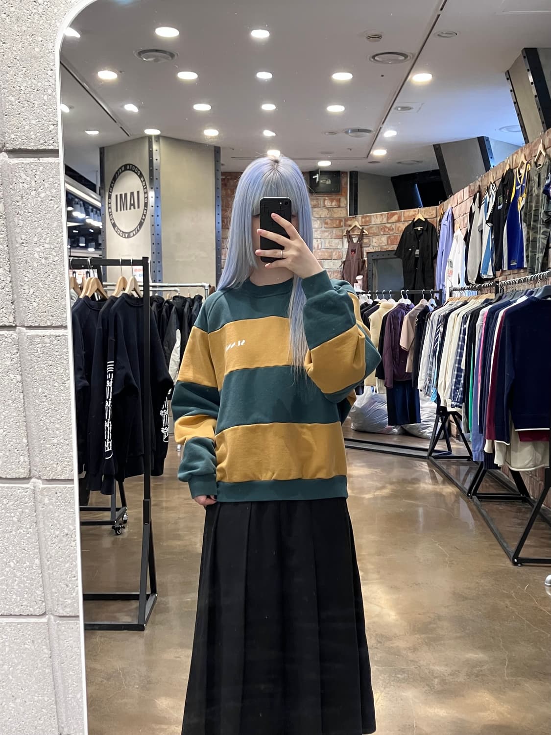 써네이 스몰 로고 스트라이프 맨투맨 다크그린 M #csz4158 상품이미지2