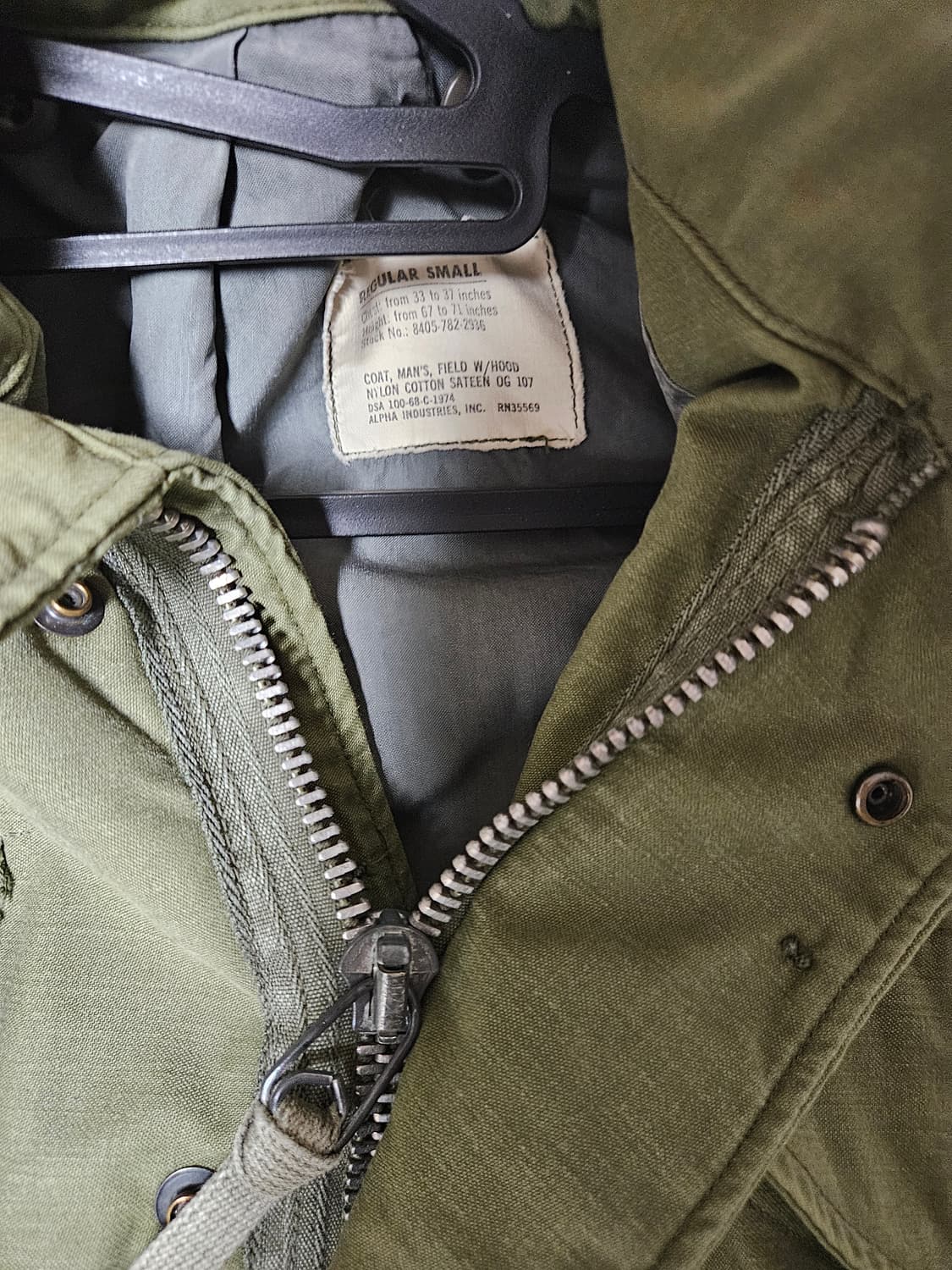 60s m65 미군 필드자켓 회색안감 s/r 2세대 상품이미지3