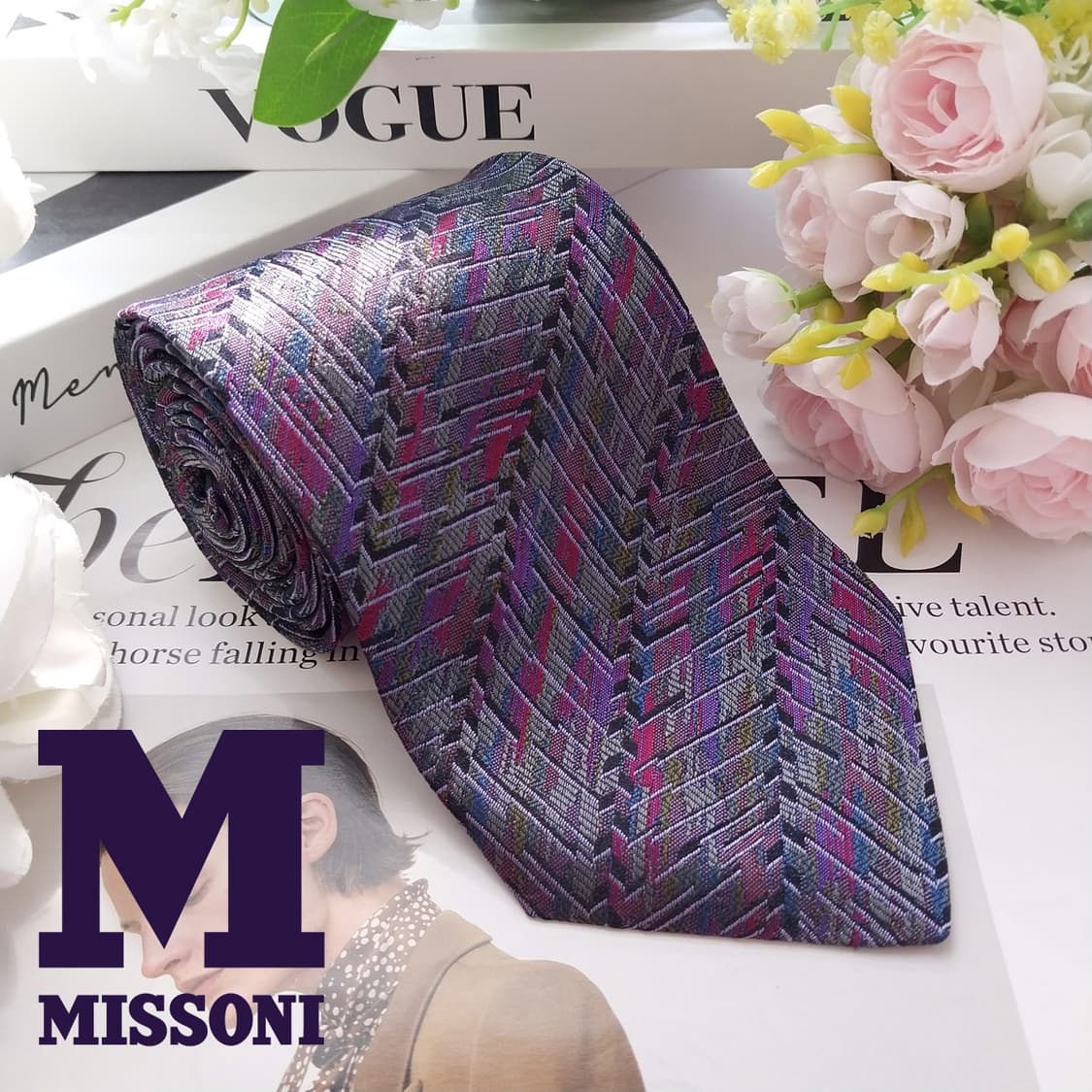 미쏘니 실크 퍼플 믹스 자카드 넥타이 9.6cm A+등급 K2414
 상품이미지2