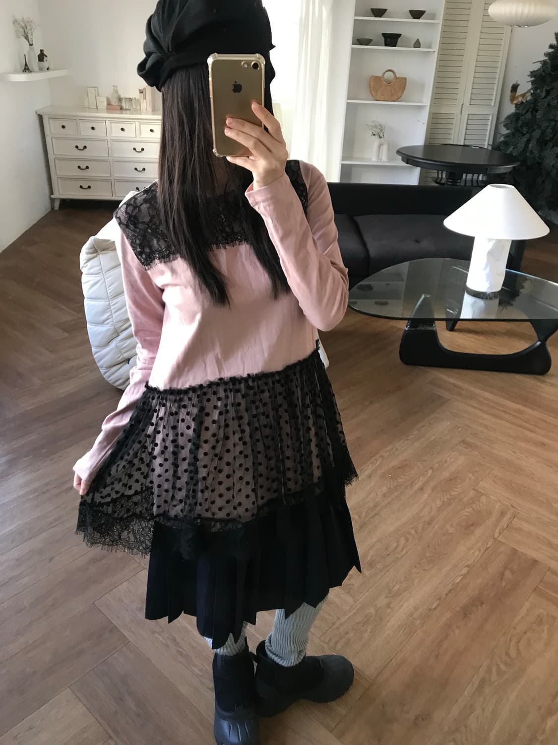 vintage navy pleats skirt 상품이미지6