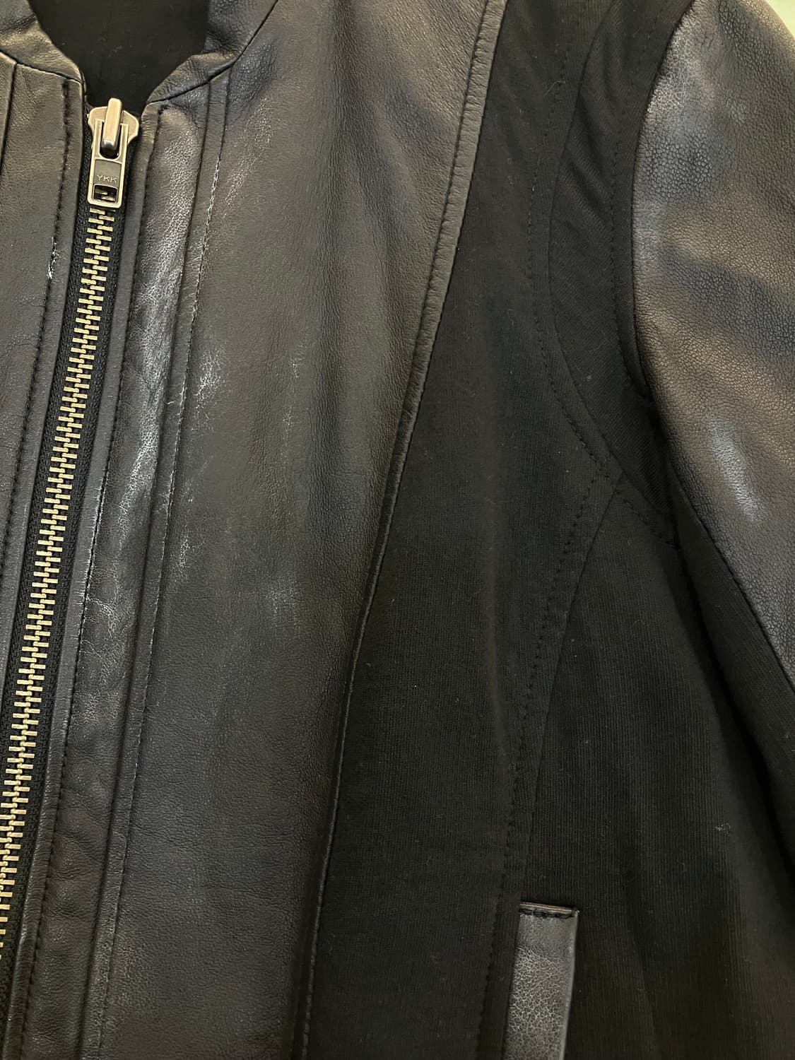 헬무트 랭 블랙 패널 레더 자켓 S 상품이미지5