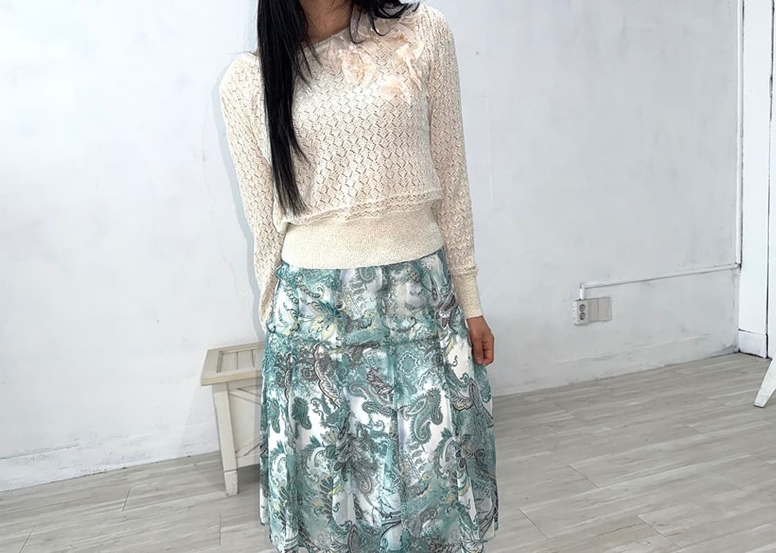 Ivory Lurex Floral Corsage Knit 상품이미지6