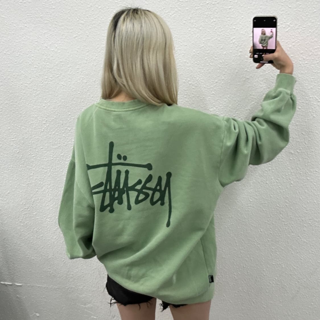 스투시 미니로고 말차맛 맨투맨 L 상품이미지3