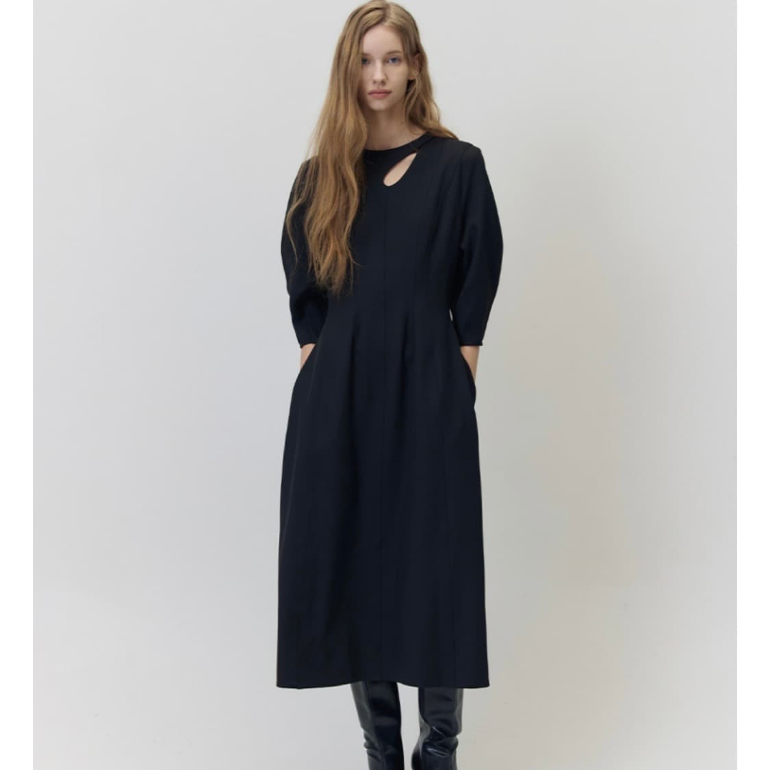 해바이해킴 롱슬리브 벌룬 드레스 상품이미지1