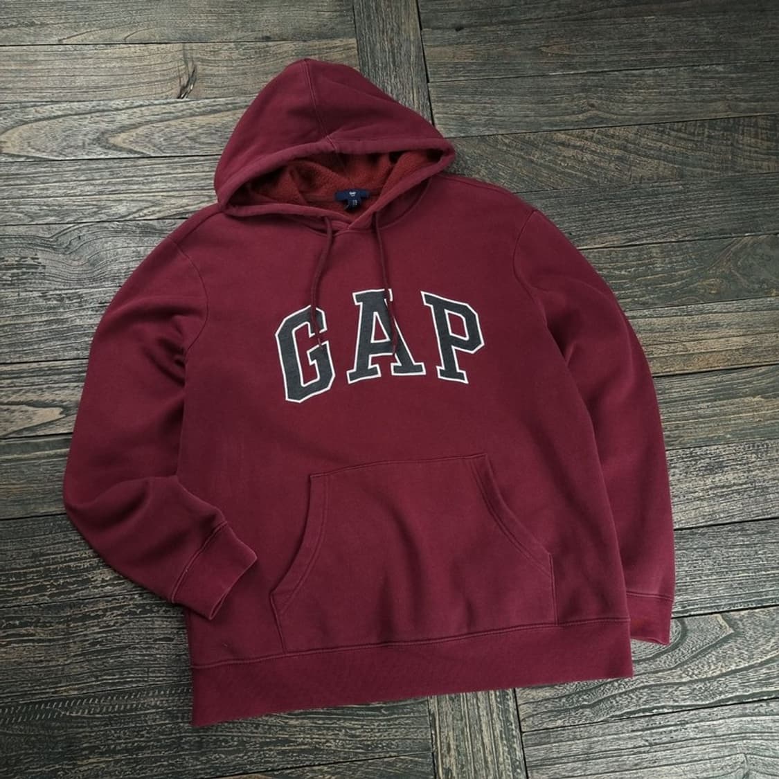 [갭] Y2K 빈티지 빅로고 패치 후드티 버건디 M18574 상품이미지1
