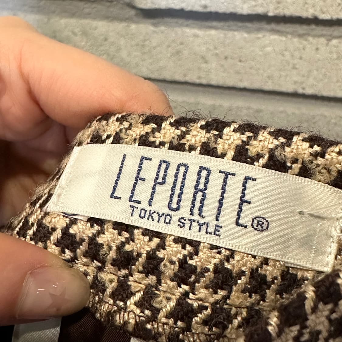 JPN VINTAGE 미디 스커트 하운드투스 패턴 플리츠 디테일 브라운 상품이미지7