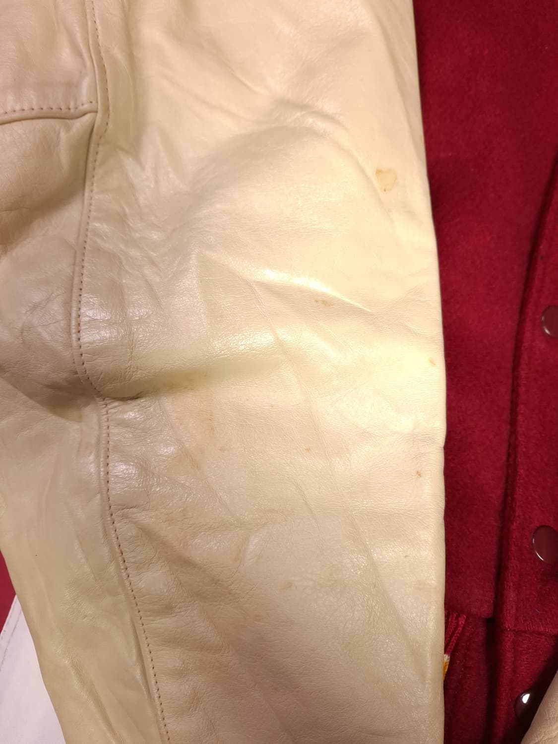 80's 오리지날 골든베어 울 레더 바시티자켓 상품이미지7