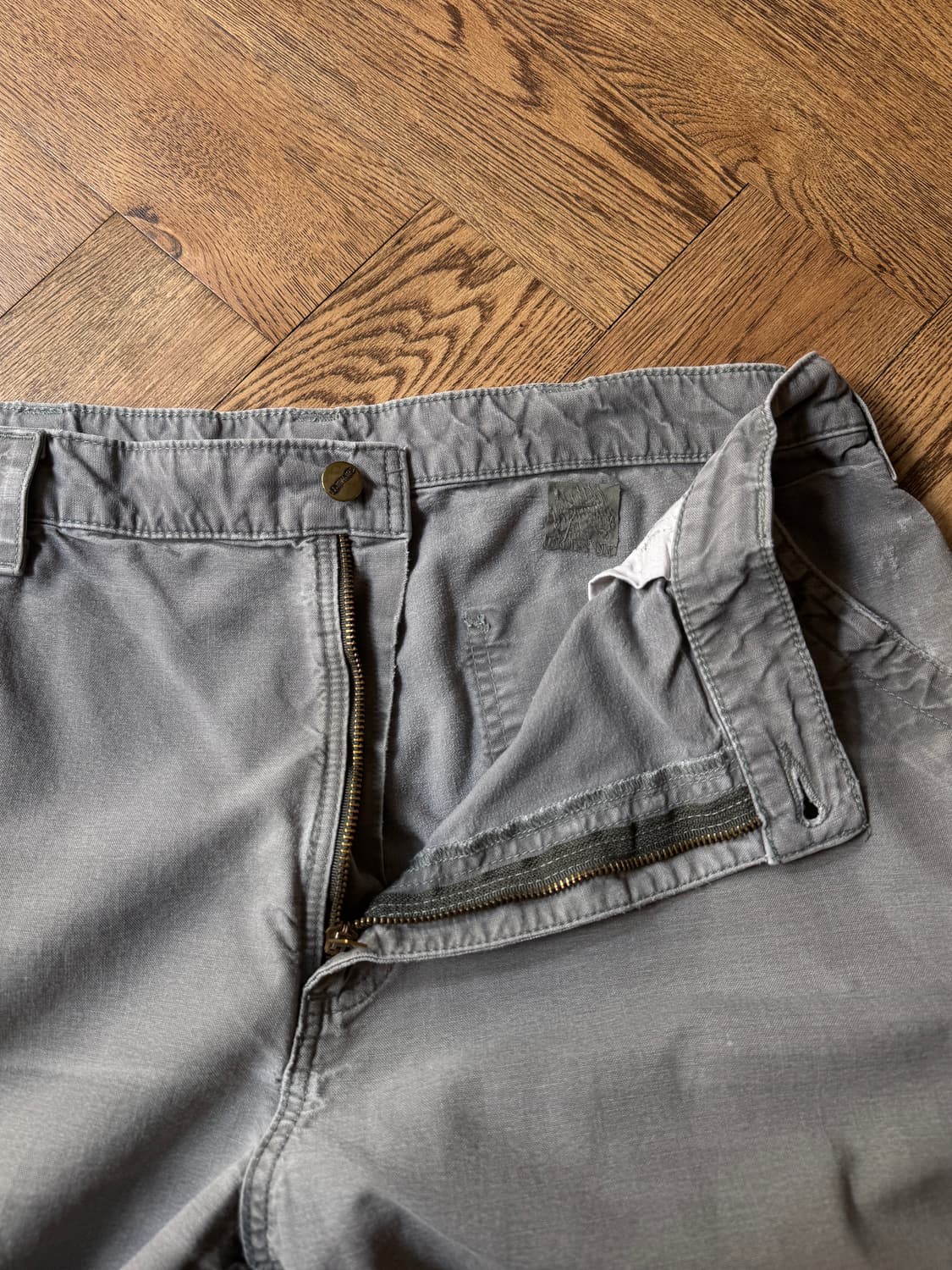 [38]칼하트 USA 빈티지 페이딩 FAT 라이트 캔버스 싱글니 워크팬츠 상품이미지7