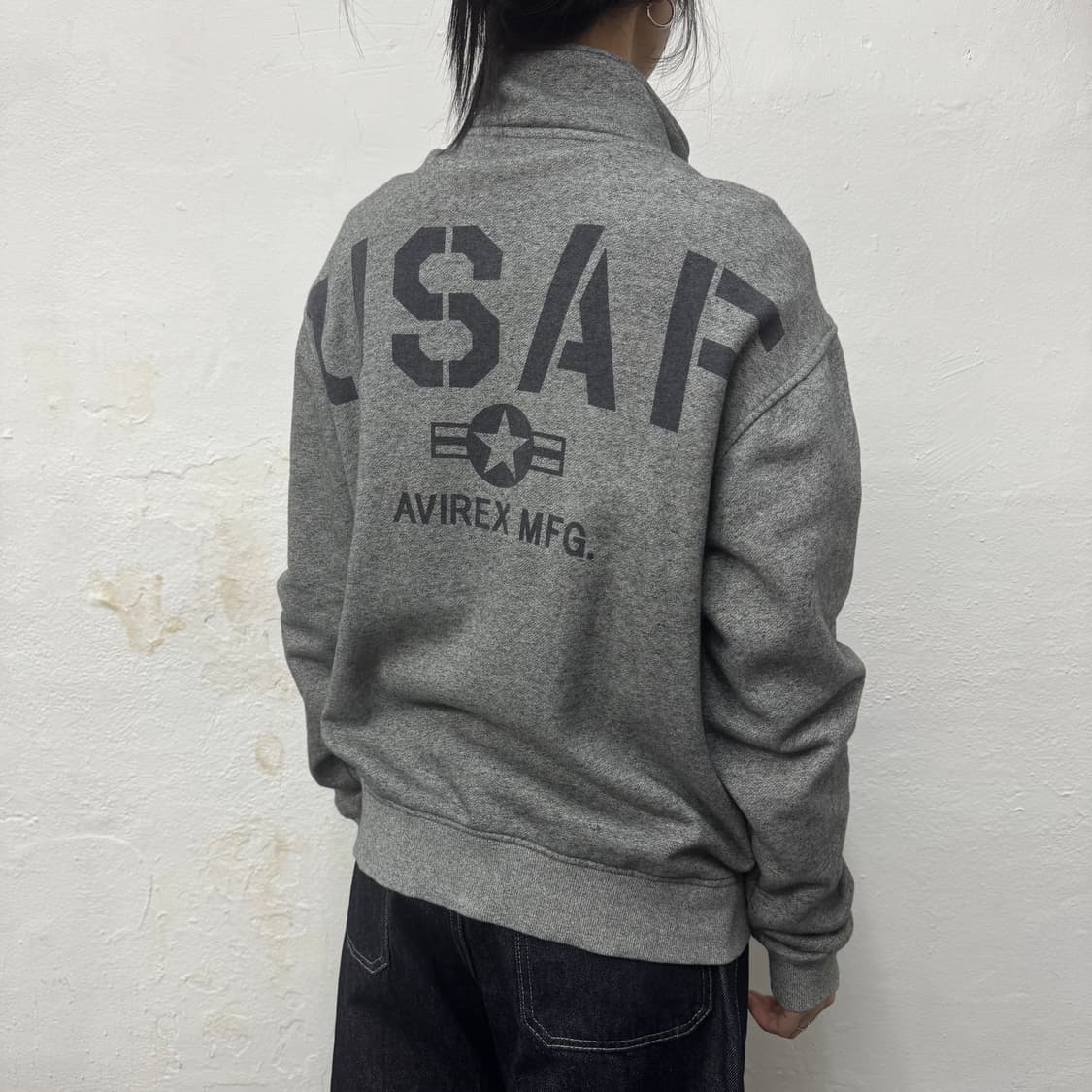 아비렉스(AVIREX) 멜란지 USAF 폴리에스터 하이넥 스웨트 집업 상품이미지2