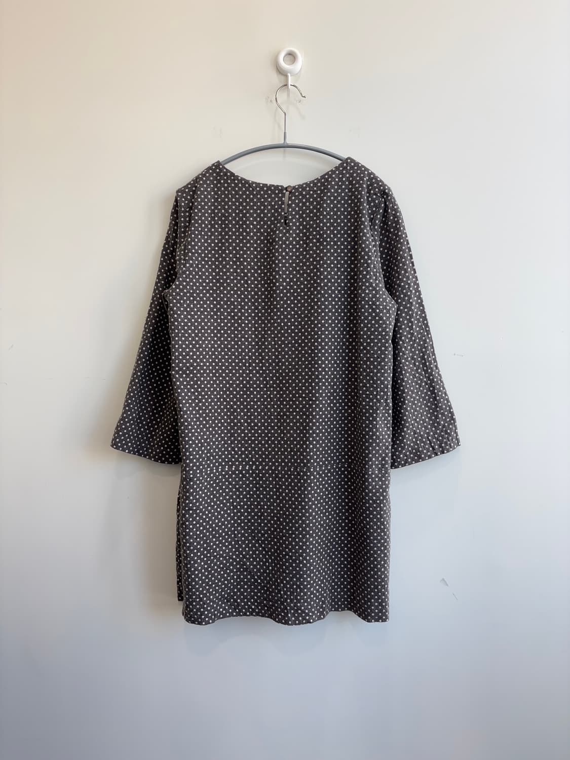 muji europe 애쉬베이지 땡땡이 레이어드 롱 블라우스 상품이미지5