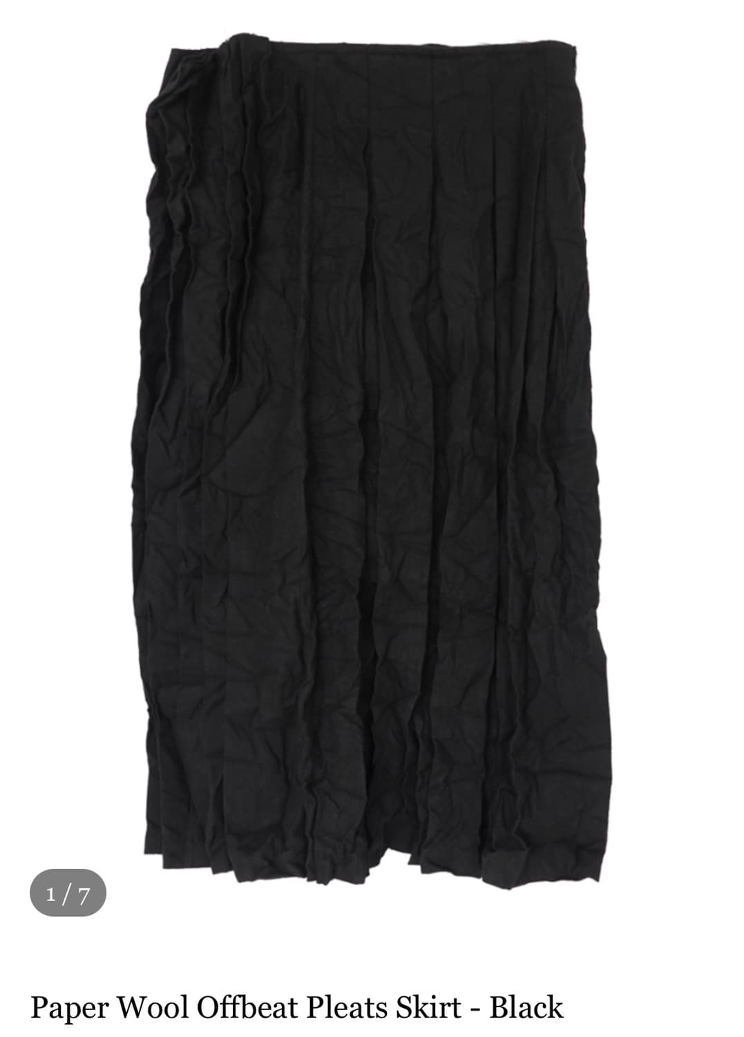 Paper Wool Offbeat Pleats Skirt - Black 상품이미지1
