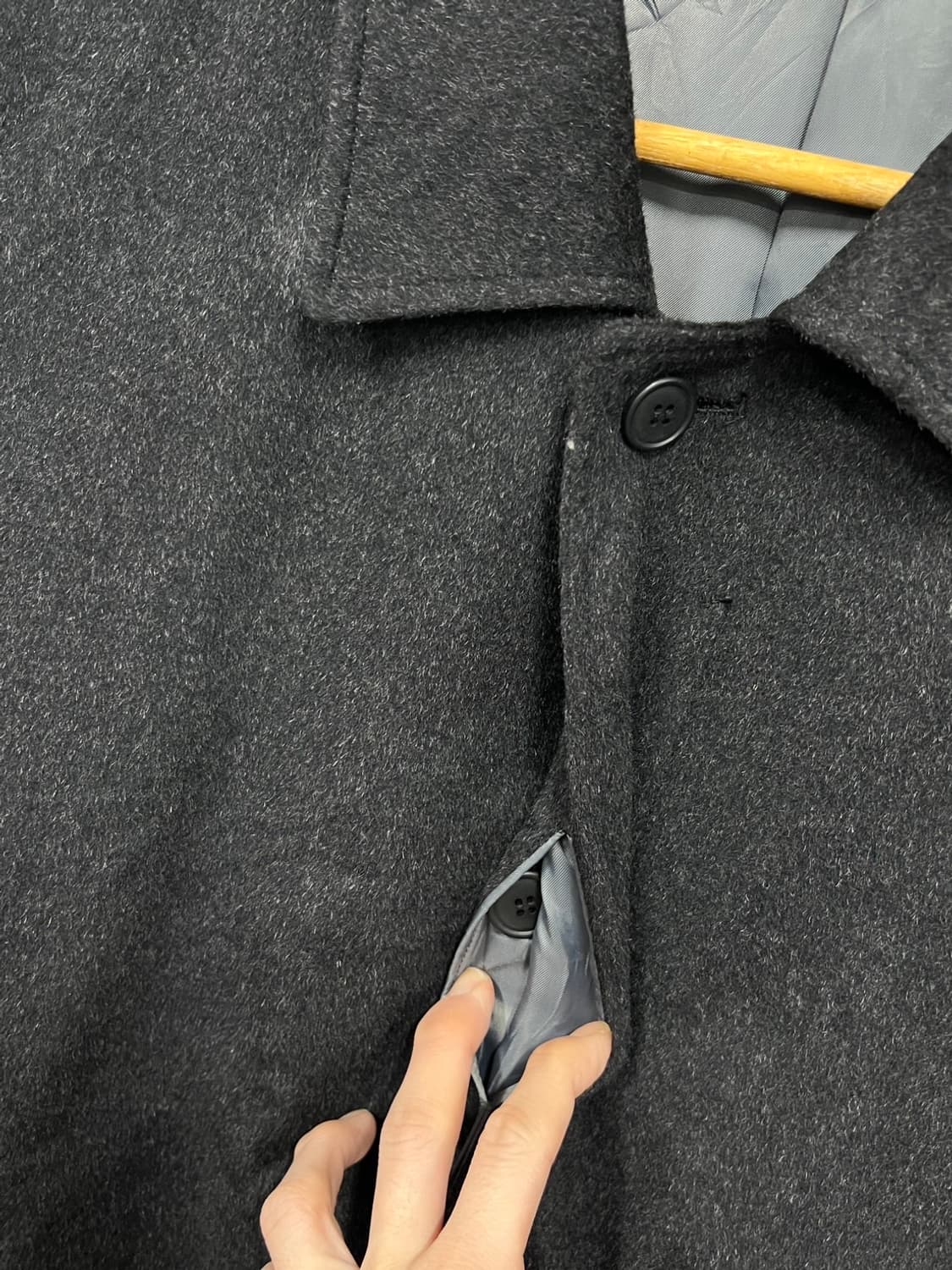 일본 빈티지 캐시미어 블렌드 차콜 발마칸 코트 상품이미지3