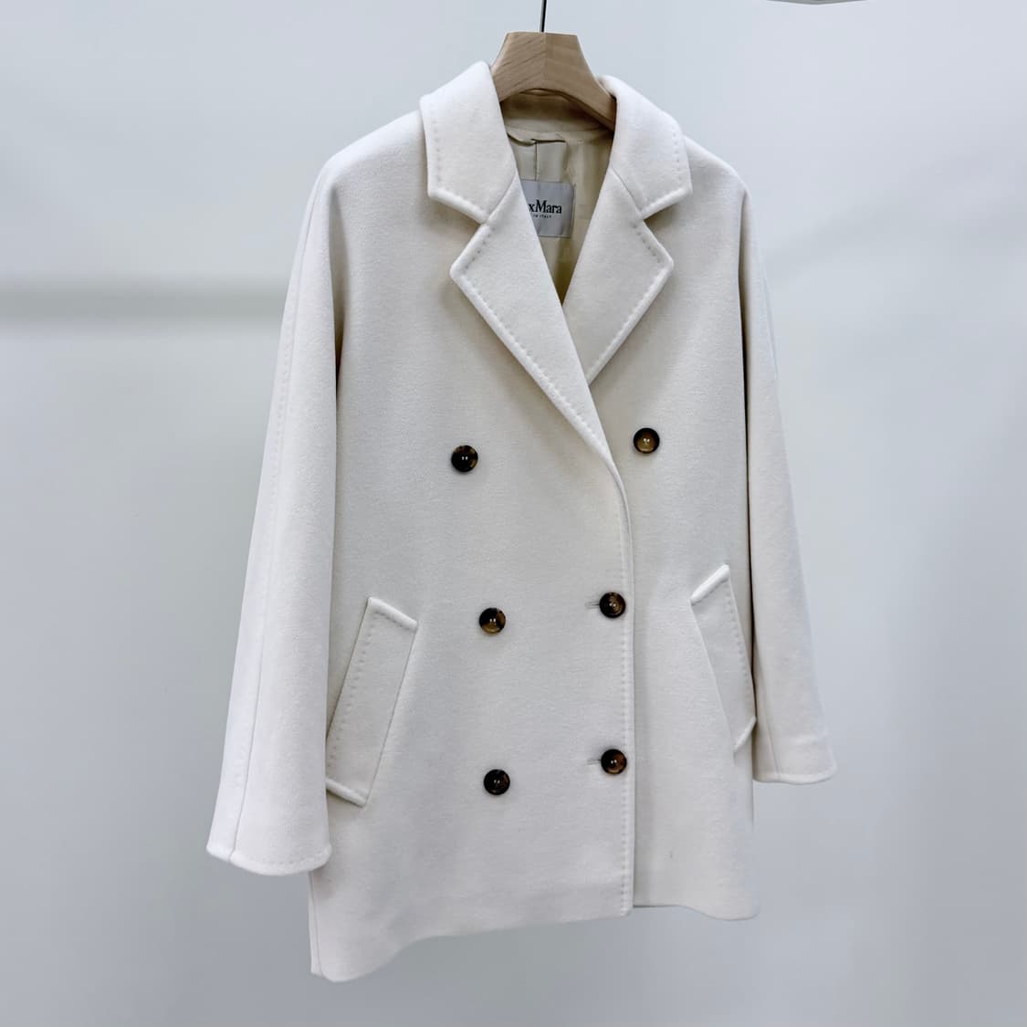 [S+급/38] 막스마라 울 캐시미어 더블 코트 자켓 화이트 상품이미지2