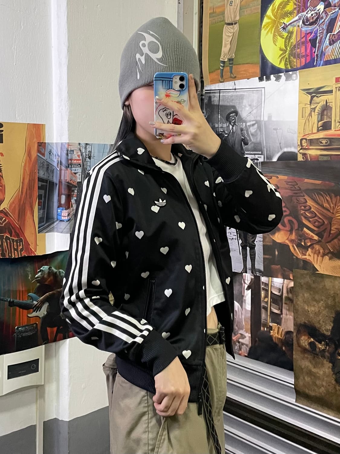 아디다스 하트 삼선 검흰 져지 S 상품이미지2