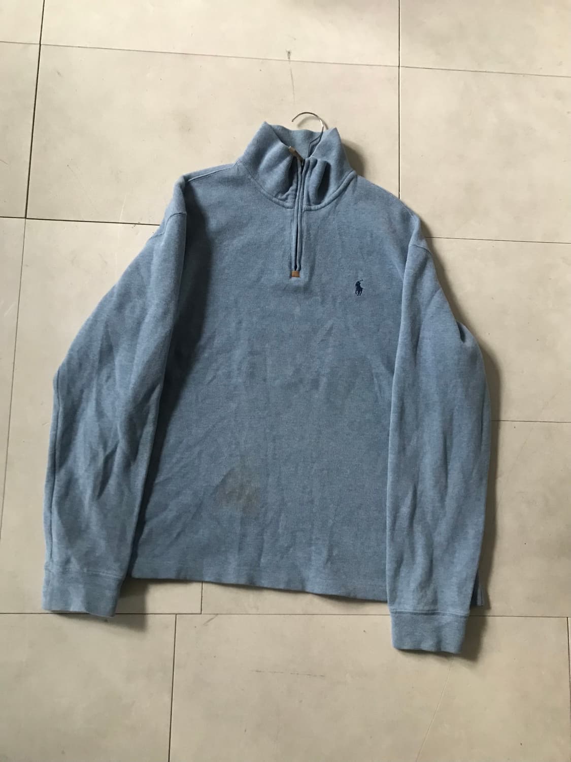 폴로 연하늘 오버핏 반집업 상품이미지7