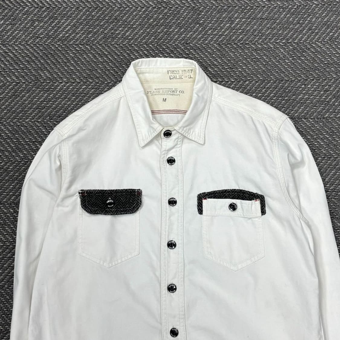 플래시 리포트 화이트 아메카지 셔츠 v0382 상품이미지4