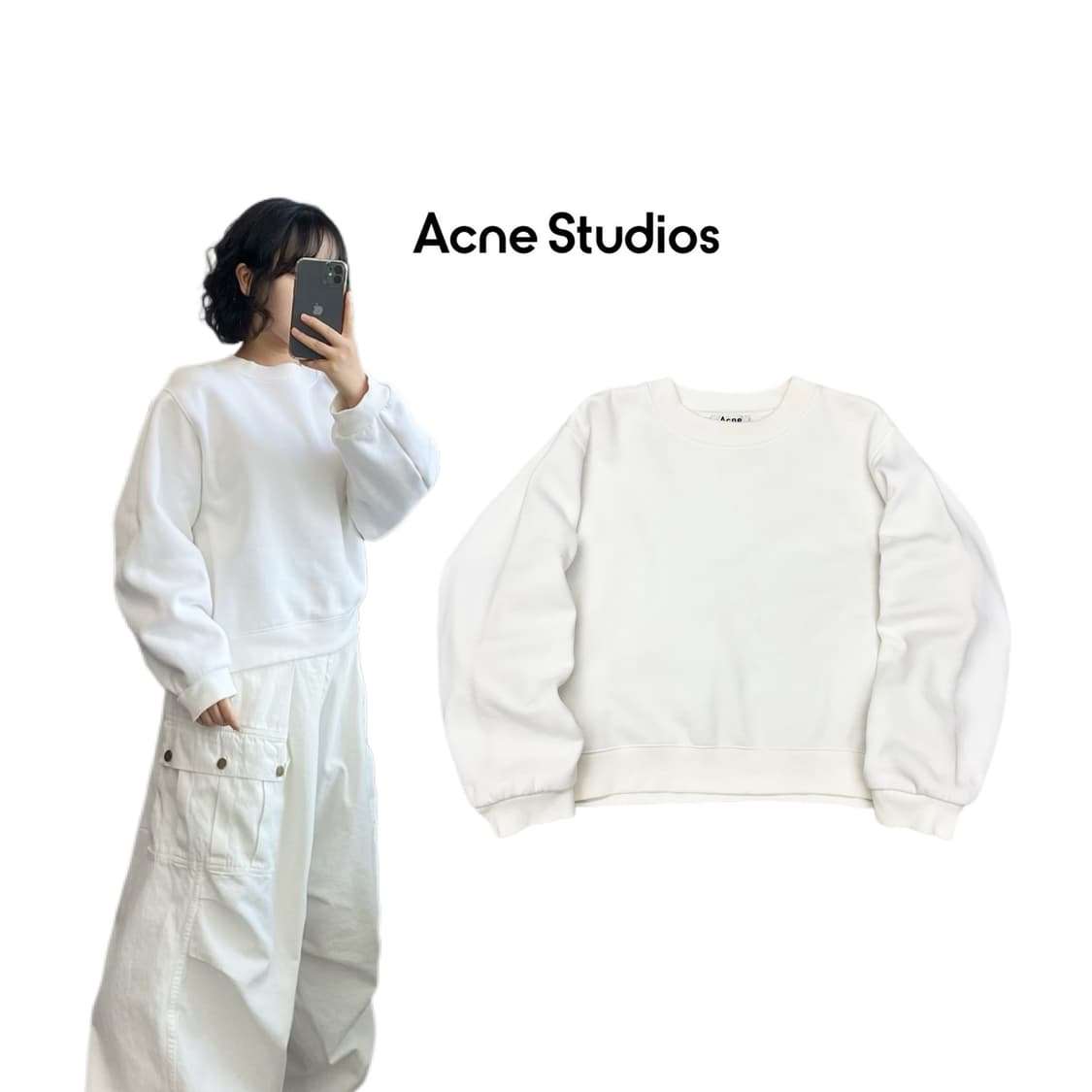 아크네스튜디오 크롭 사이드지퍼 맨투맨 상품이미지1