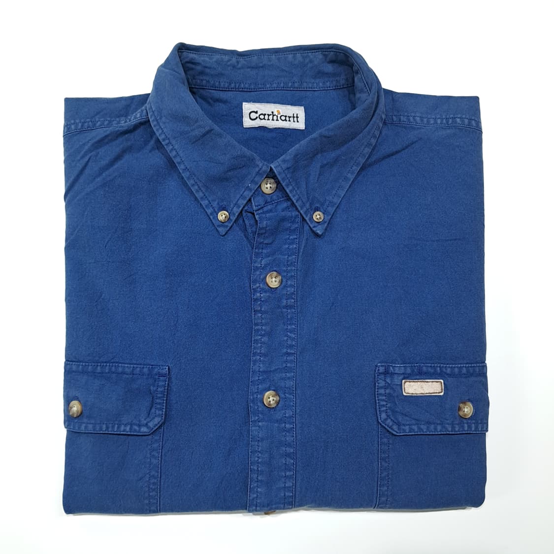 CL586 2XL 칼하트 00s 홍콩판 코튼 가죽패치 올드 네이비 셔츠 상품이미지9