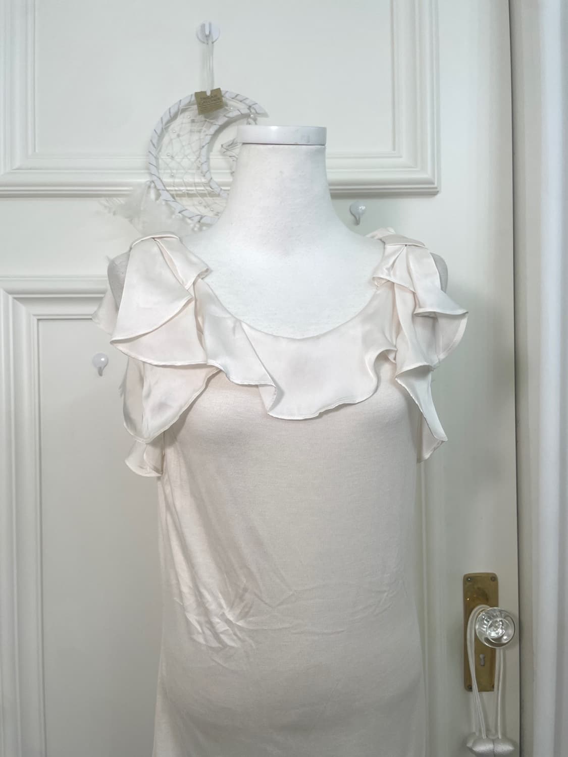 satin ruffle bow basic span sleeveless 상품이미지5