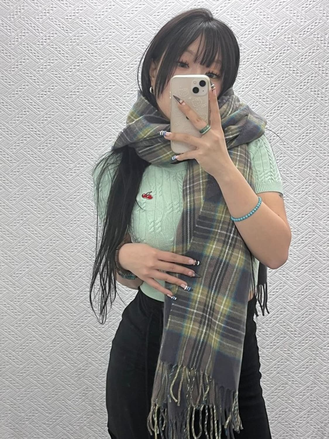 빈티지 모리 폭닥 홀리데이 타탄체크 목도리 C07635 상품이미지1