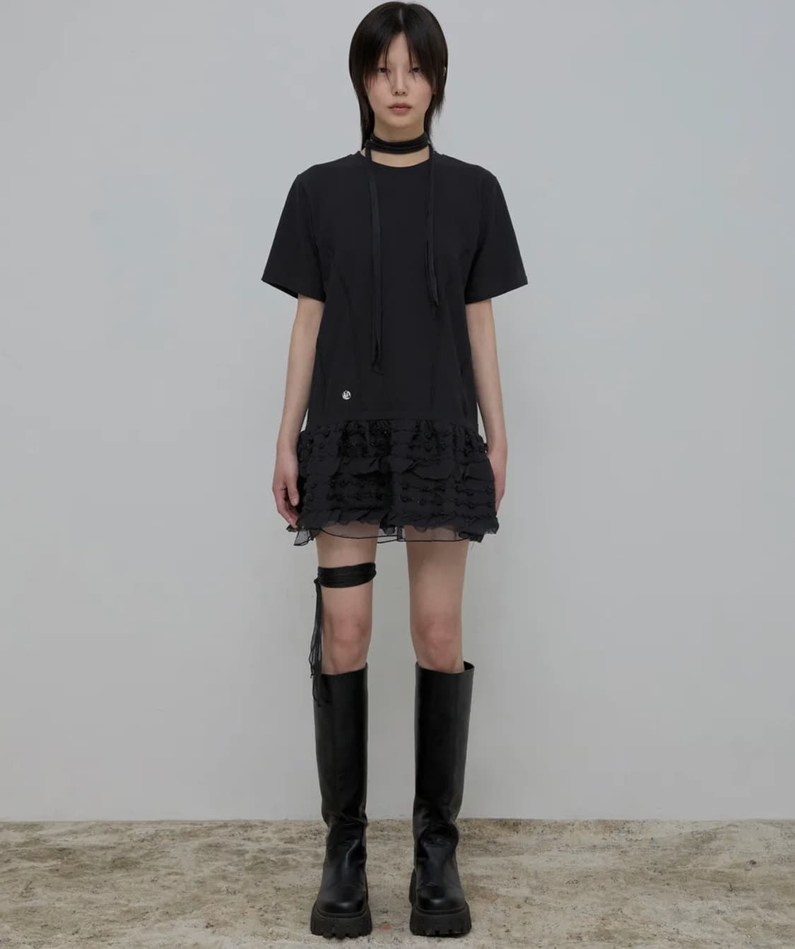 플레어업 Layered Frill T-Shirt 블랙 상품이미지3