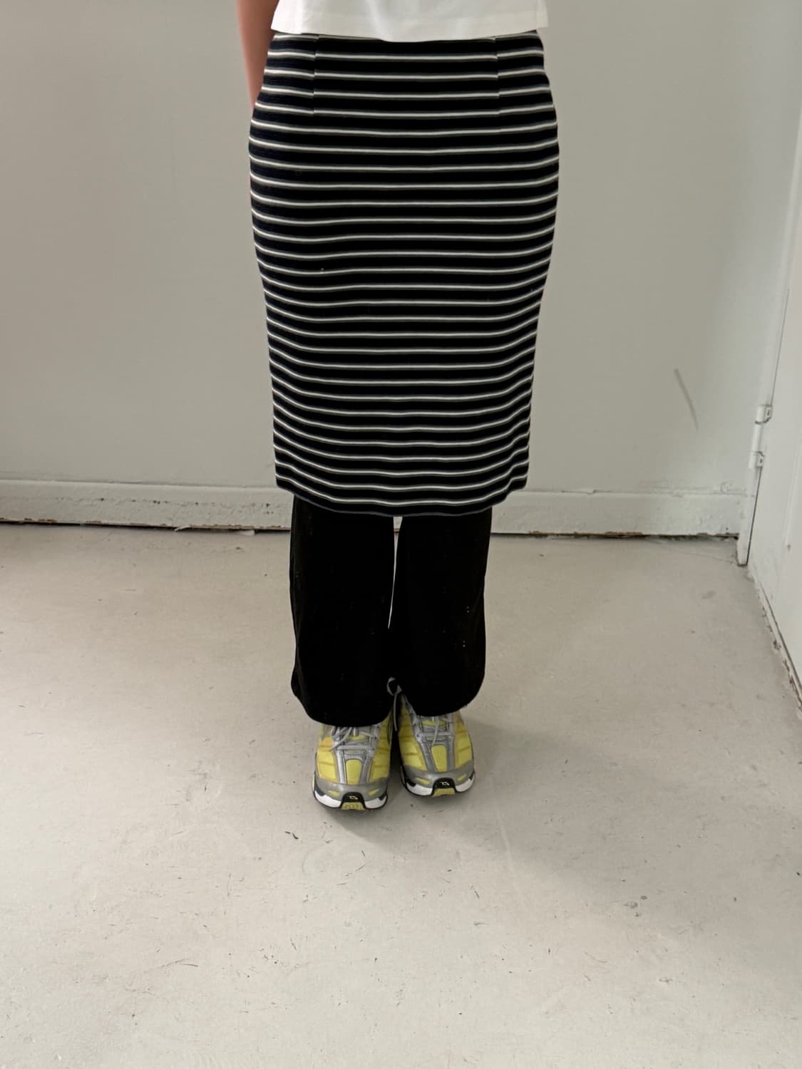 일본빈티지 울 스트라이프 미디스커트 상품이미지1