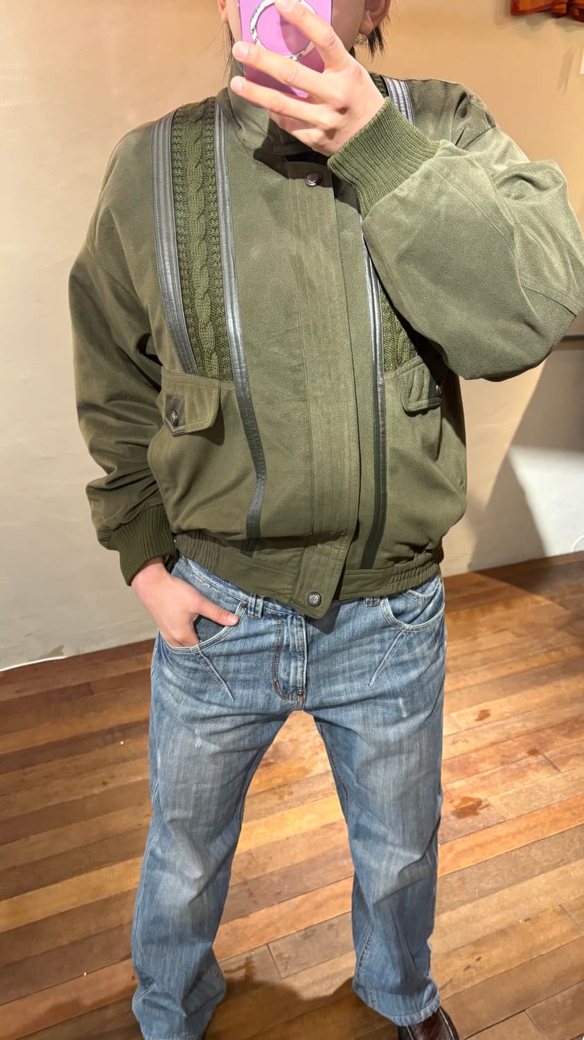 Gianny valentino 발렌티노 꽈배기 위빙 스웨이드 재킷 상품이미지2