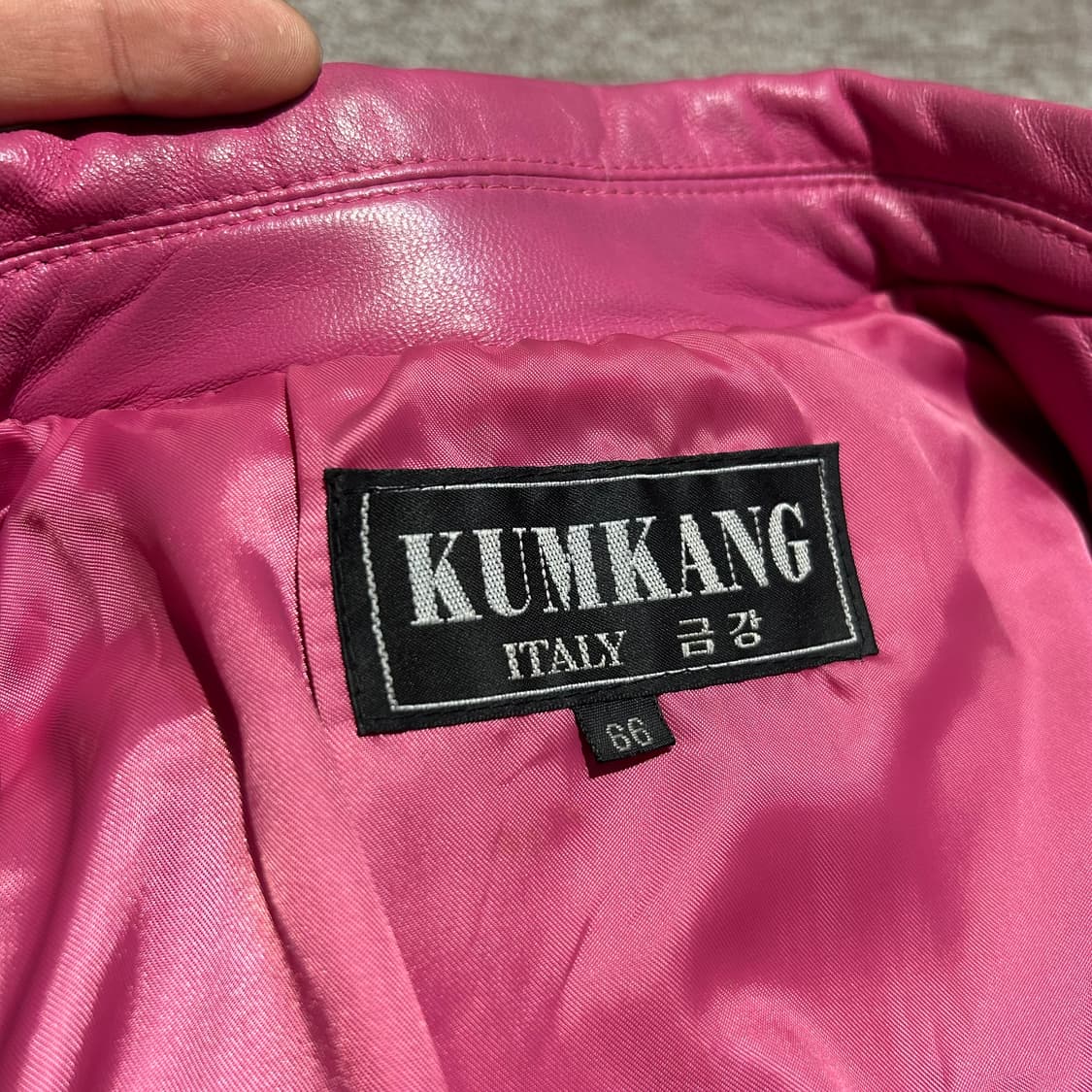 66) KUMMANG 금강 핑크색 양가죽 레더 자켓 상품이미지5