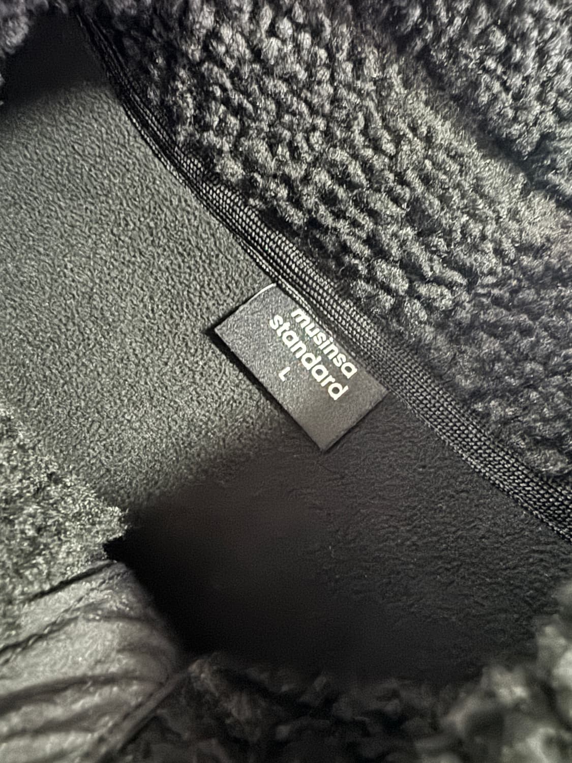 무신사 스탠다드 미니멀 쉐르파 플리스 자켓 L 블랙 상품이미지3