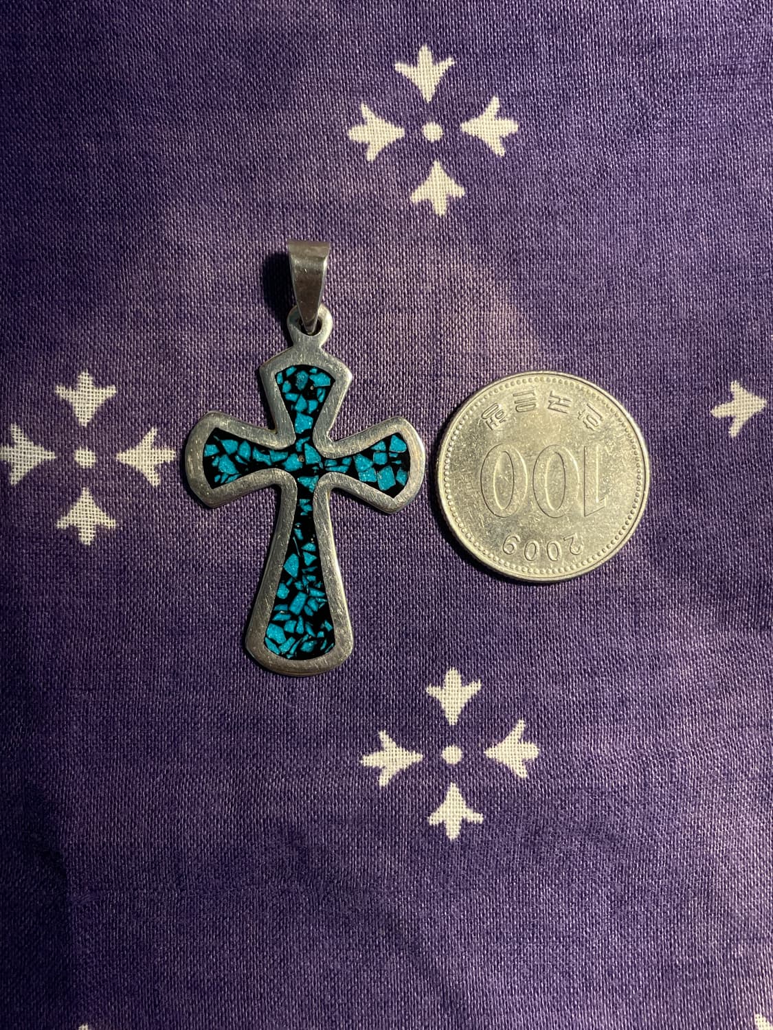 VintageSterling Turquoise Cross Pendant  상품이미지4