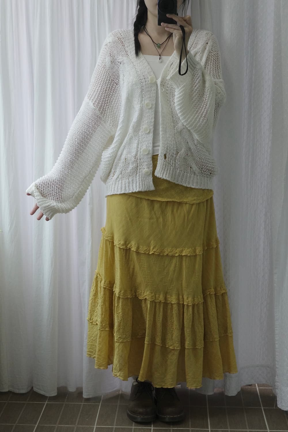 mustard vintage skirt 상품이미지5