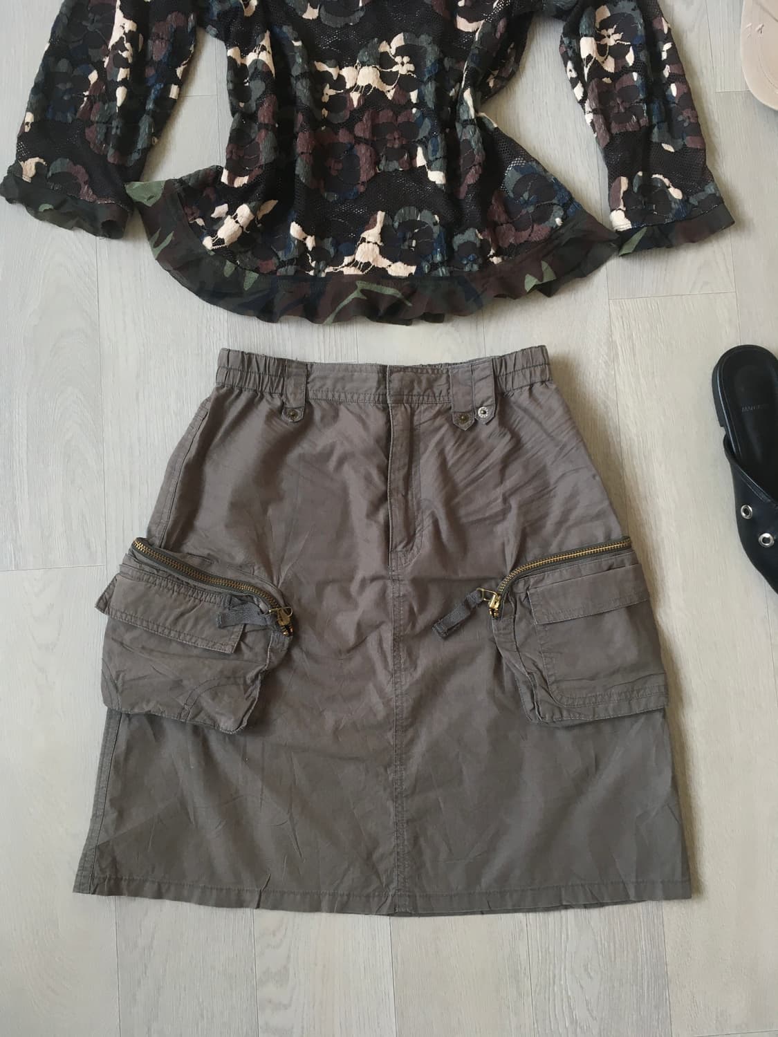 jpn vintage khaki cargo pocket skirt 상품이미지1