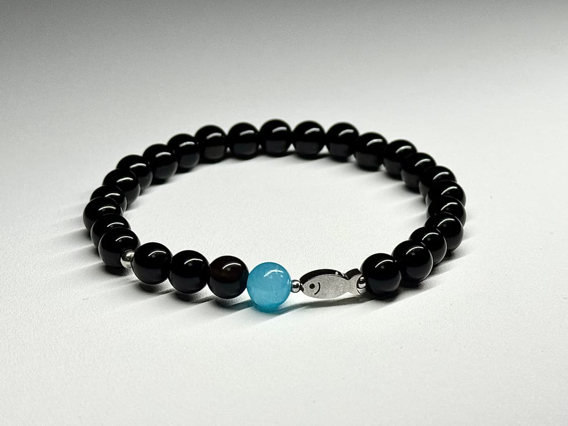 천연석 오닉스 물고기 원석팔찌 커플팔찌 상품이미지2