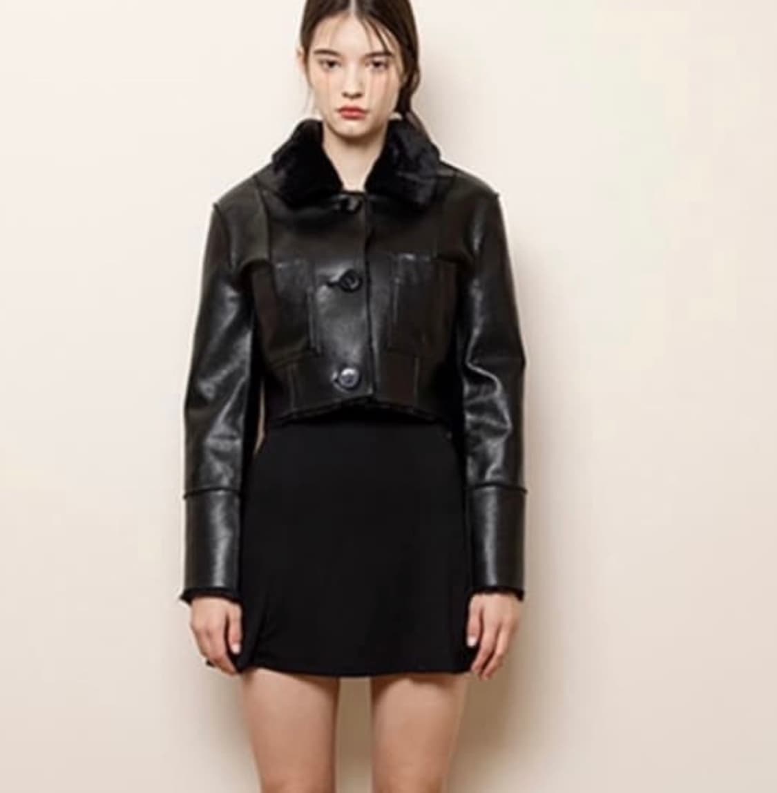 급처) 낫유어로즈 숏 리버시블 무스탕 블랙 s 상품이미지1