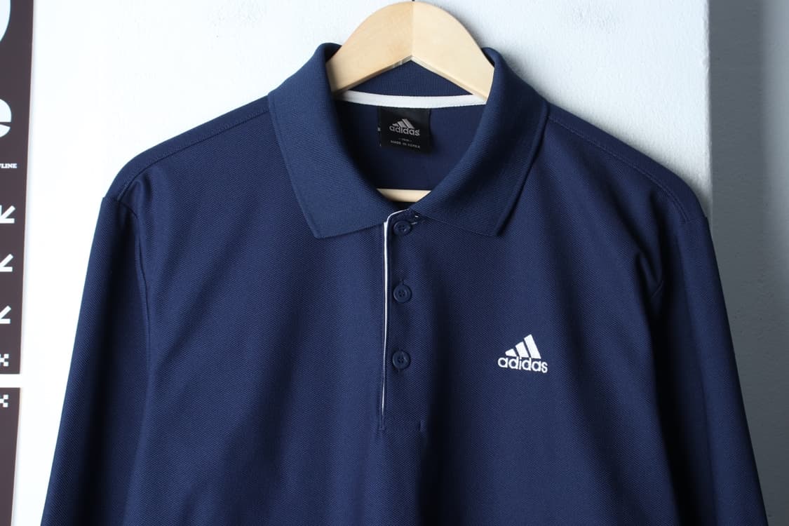 (L-XL) 아디다스 카라 긴팔티셔츠 기능성 스몰로고 네이비-H33044 상품이미지3