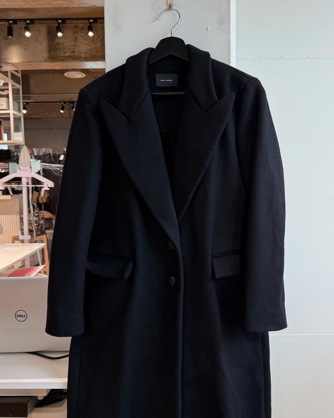 이자벨마랑 블랙 캐시미어 혼방 롱 코트 상품이미지3